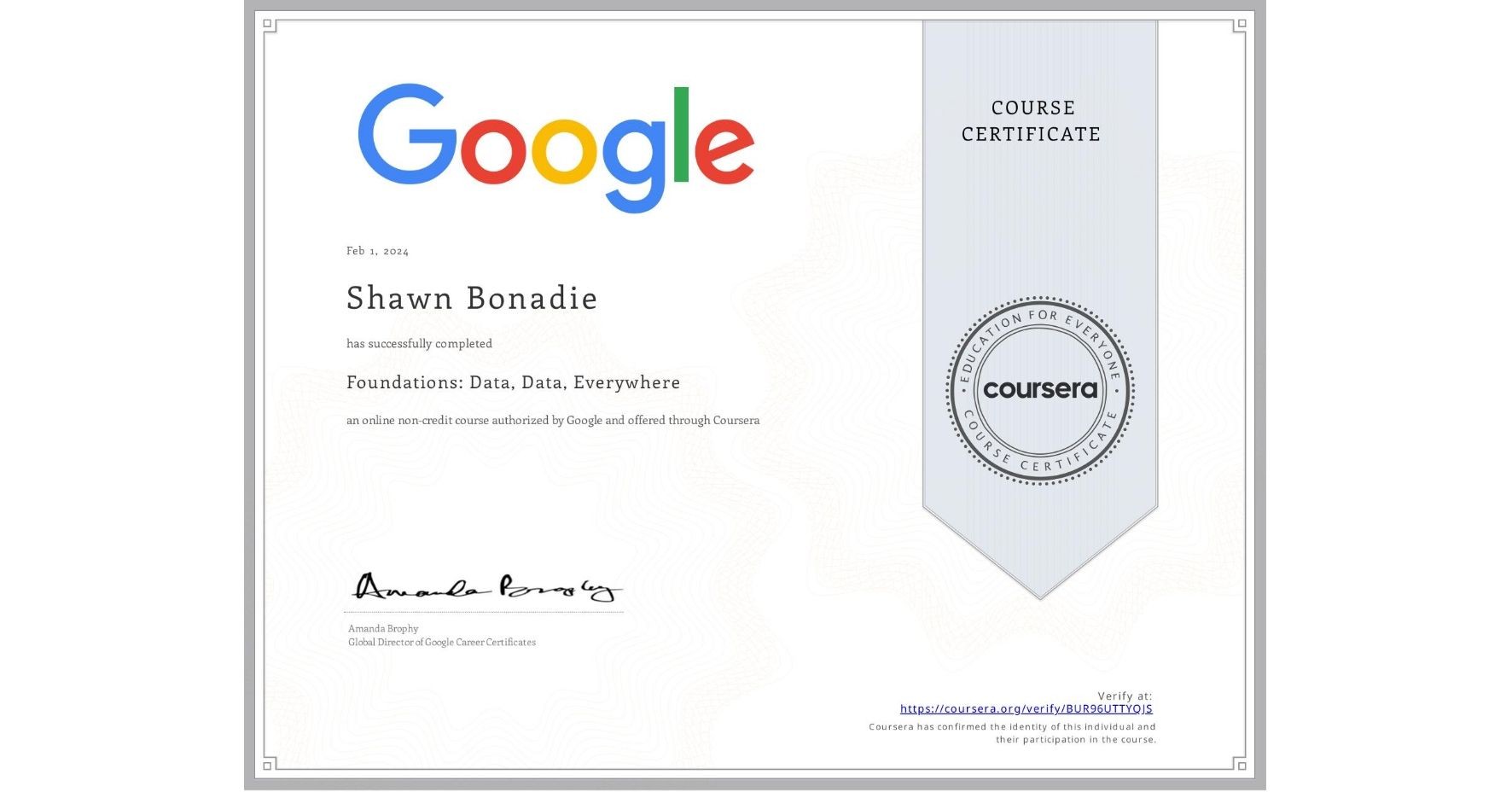 Google certified - data, data, data everywhere